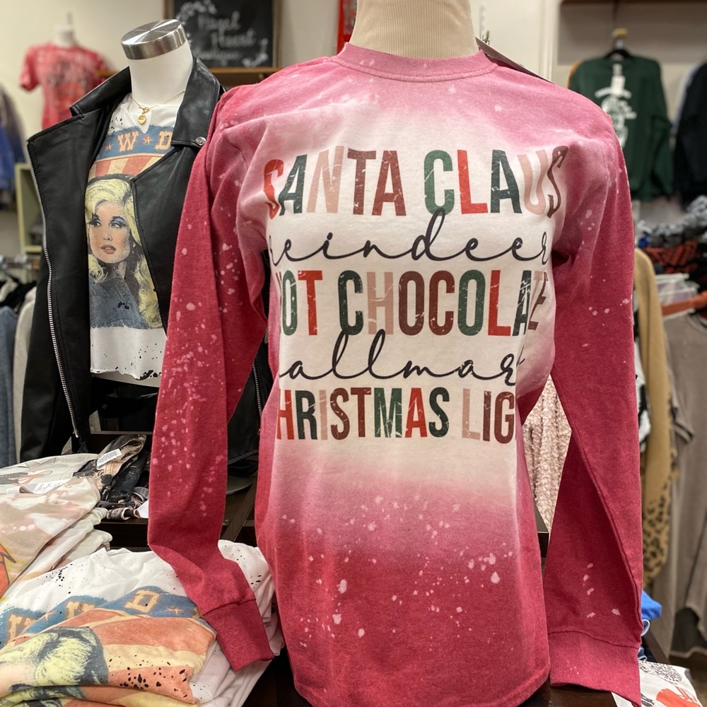 Santa hot chocolate hallmark bleached tshirt
